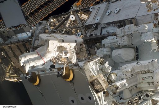 First EVA during STS-123 / Expedition 16 Joint Operations
