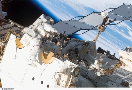 First EVA during STS-123 / Expedition 16 Joint Operations