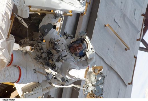 First EVA during STS-123 / Expedition 16 Joint Operations