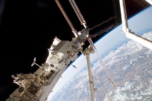 Linnehan and Foreman on EVA 2 during STS-123 / Expedition 16 Joint Operations