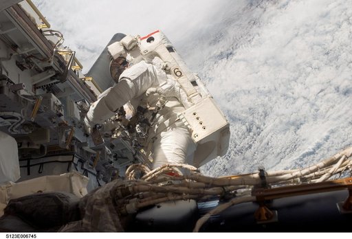 Linnehan during EVA 3 - Expedition 16 / STS-123 Joint Operations