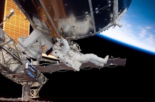 Behnken during EVA 3 - Expedition 16 / STS-123 Joint Operations