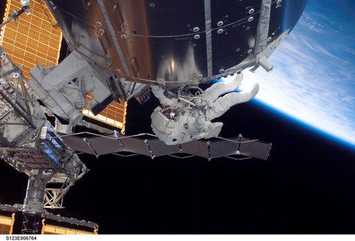 Behnken during EVA 3 - Expedition 16 / STS-123 Joint Operations