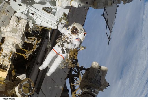 Linnehan during EVA 3 - Expedition 16 / STS-123 Joint Operations