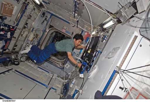 Doi in the Node 2 during Expedition 16 / STS-123 Joint Operations