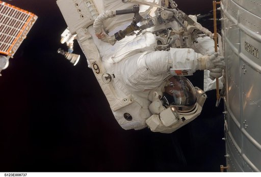 Behnken on EVA 5 during Joint Operations