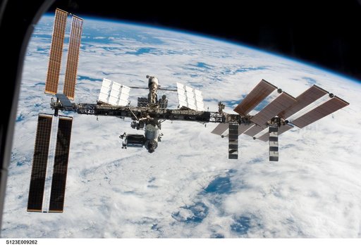 Flyaround view of the ISS taken from STS-123 Space Shuttle Endeavor