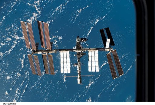 Flyaround view of the ISS taken from STS-123 Space Shuttle Endeavor
