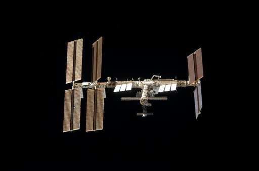 Flyaround view of the ISS taken from STS-123 Space Shuttle Endeavor