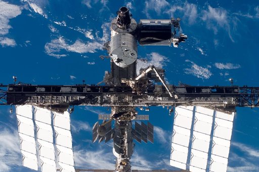Flyaround view of the ISS taken from STS-123 Space Shuttle Endeavor