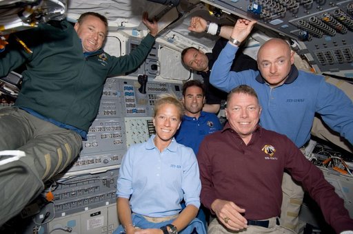 STS-124 crew on aft flight deck