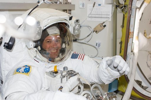 Garan in airlock prior to EVA 1