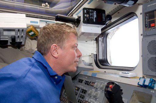 Fossum on aft flight deck