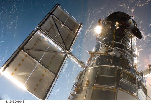Hubble Space Telescope (HST) during rendezvous with STS-125 Shuttle Atlantis