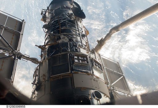Hubble Space Telescope (HST) during rendezvous with STS-125 Shuttle Atlantis