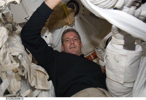STS-125 MS1 Good poses for a photo in the Airlock