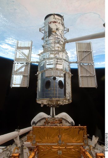 View of HST during its release from the Shuttle Atlantis