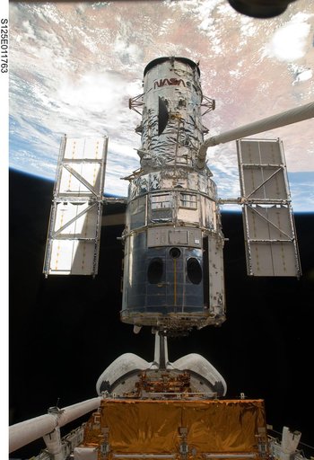 View of HST during its release from the Shuttle Atlantis