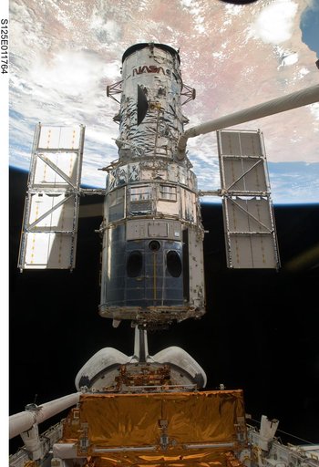 View of HST during its release from the Shuttle Atlantis