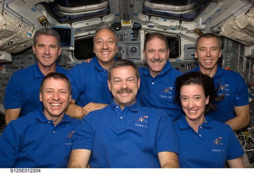 STS-125 Crew Portrait on Atlantis' Flight Deck