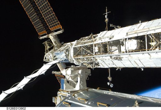 View of STBD Truss and Columbus during Expedition 18 / STS-128 Joint Operations
