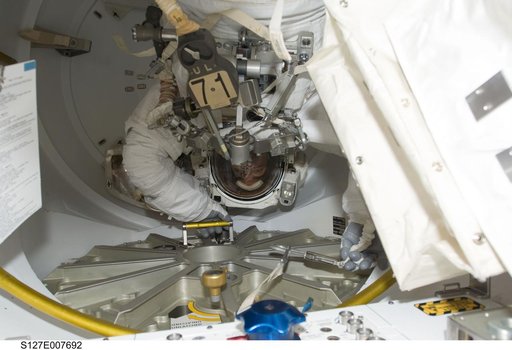 Cassidy in his EMU during EVA-3 Preparation