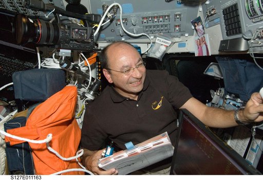 Polansky at the aft FD on Space Shuttle Endeavour during Joint Operations