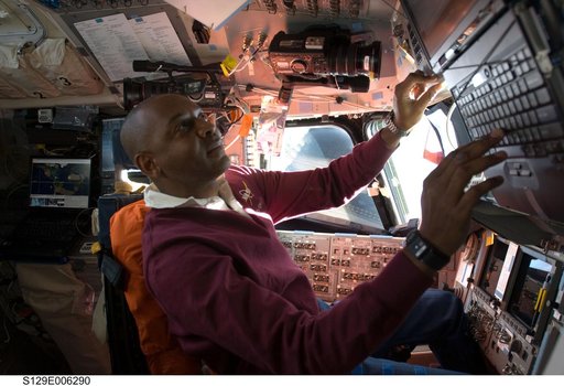 View of MS4 Satcher working on the Flight Deck