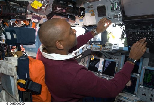 View of MS4 Satcher working on the Flight Deck