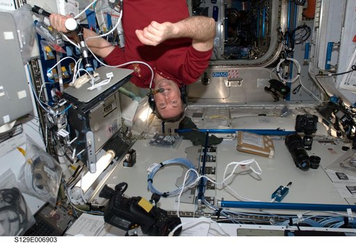 STS-129 MS3 Foreman working in the Node 2