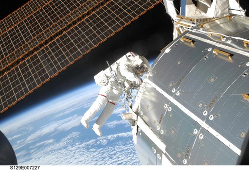 View of STS-129 MS2 Bresnik during EVA2