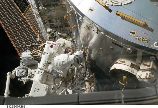 View of STS-129 MS2 Bresnik during EVA2