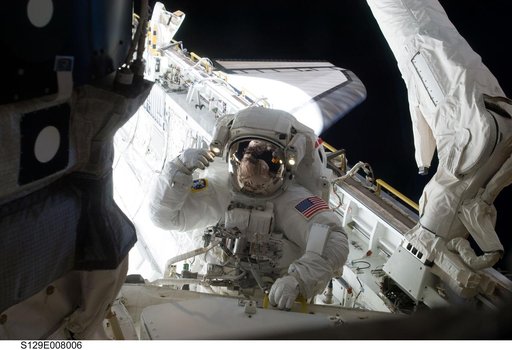 View of STS-129 MS2 Bresnik during EVA3