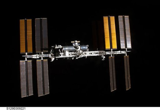Overall view of the ISS taken as Atlantis departs at the end of the STS-129 Mission