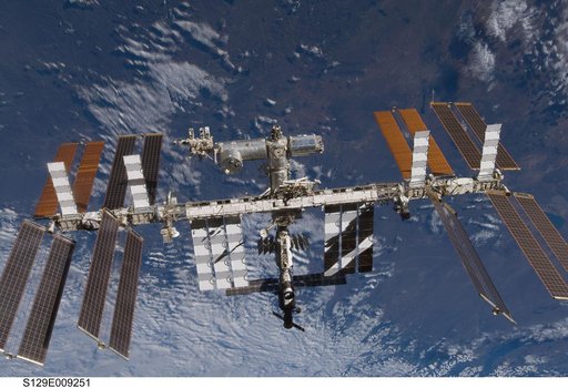 Overall view of the ISS taken as Atlantis departs at the end of the STS-129 Mission