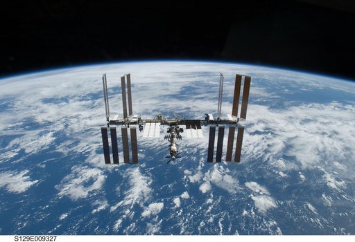 Overall view of the ISS taken as Atlantis departs at the end of the STS-129 Mission
