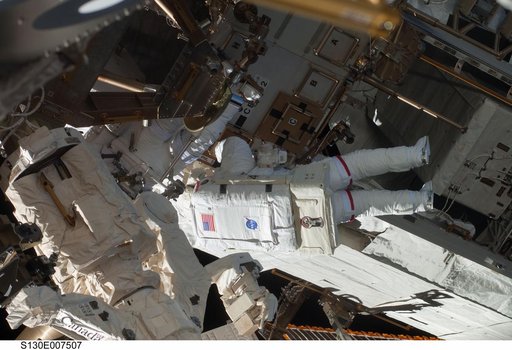 Behnken and Patrick during EVA 1