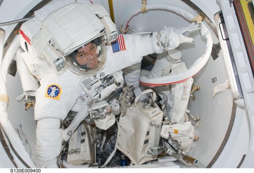 Behnken and Patrick in Crew Lock prior to EVA 3