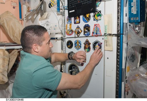 Zamka Places STS-130 Mission Patch in Node 1