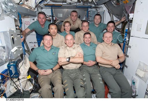STS-130 and Expedition 22 Crewmembers In-Flight Portrait in Node 2