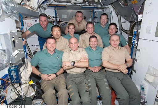 STS-130 and Expedition 22 Crewmembers In-Flight Portrait in Node 2