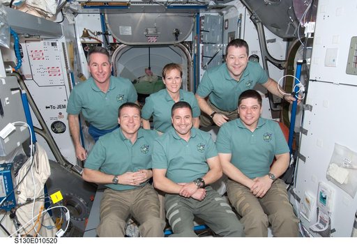STS-130 Crewmembers In-Flight Portrait in Node 2