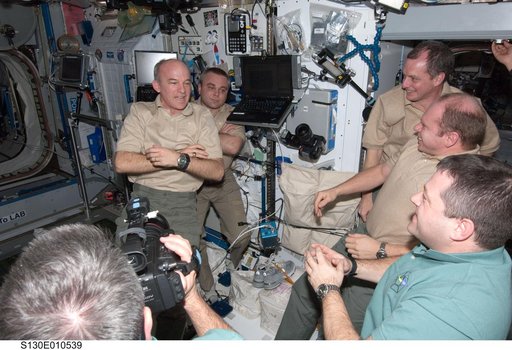 STS-130 and Expedition 22 Farewell Ceremony in Node 2