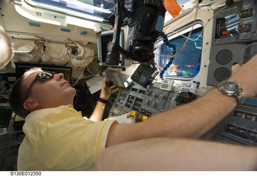 Virts on Aft FD during STS-130 Separation and Flyaround