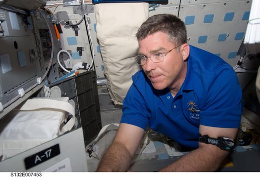 Bowen in the MDDK on STS-132 Space Shuttle Atlantis