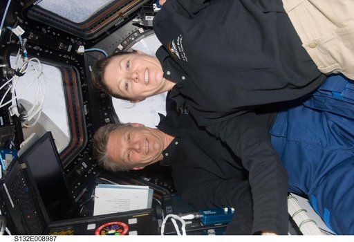 Sellers and Dyson in the Cupola Module during Joint Operations