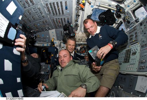 STS-132 Crewmembers in the FD during Space Shuttle Atlantis