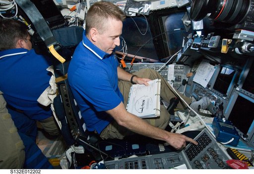 Ham and Bowen in the FD on STS-132 Space Shuttle Atlantis