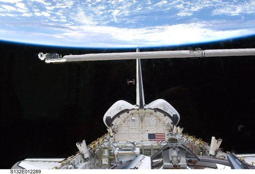 Payload Bay and OBSS on STS-132 Space Shuttle Atlantis