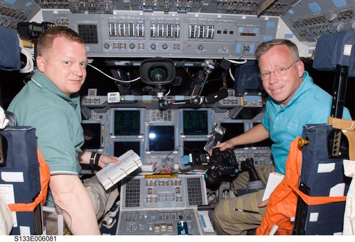 Lindsey and Boe on forward flight deck